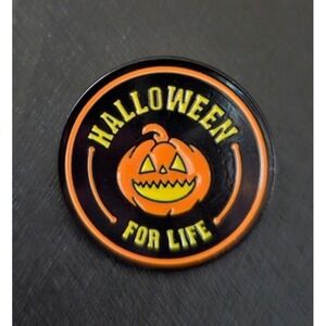 Halloween For Life Enamel Pin Jack-o-lantern Pumpkin Spooky Black Orange